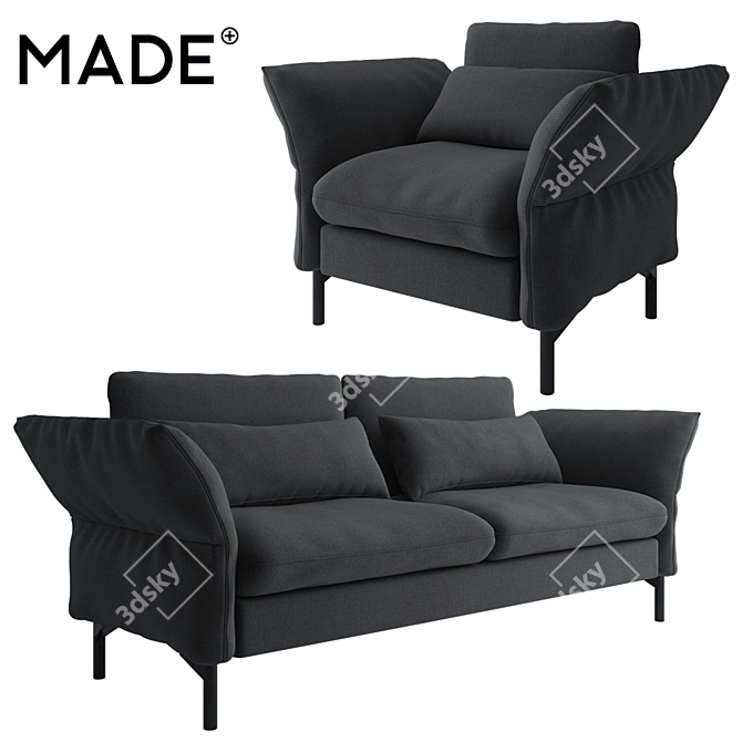 MADE Brandon Armchair and Sofa: Modern Furniture Set 3D model image 1