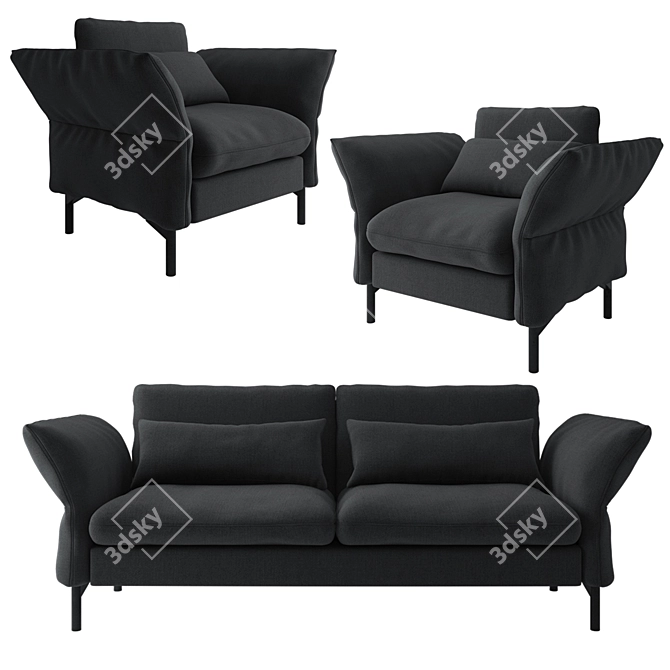 MADE Brandon Armchair and Sofa: Modern Furniture Set 3D model image 2