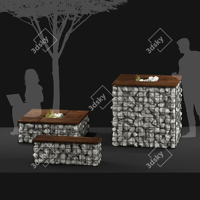 4dform Gabbione Garden Furniture 3D model image 2