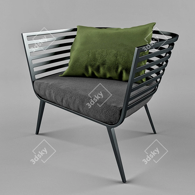 Stylish Outdoor Metal Armchair 3D model image 1