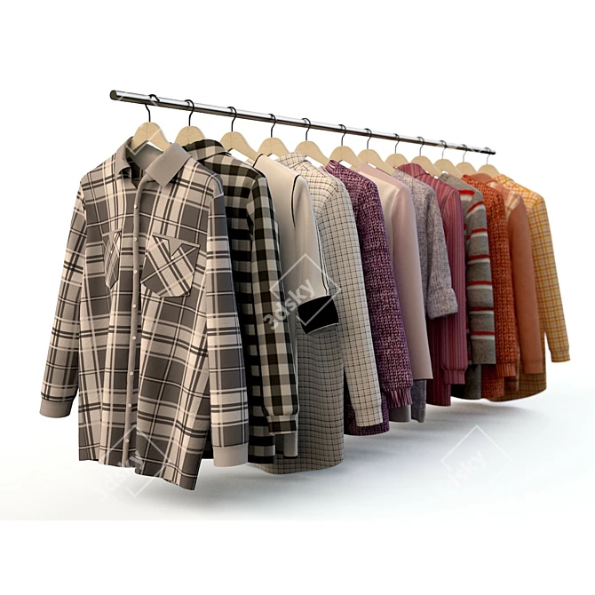 Men's Wardrobe Collection: Shirts, T-shirts, Jackets 3D model image 1