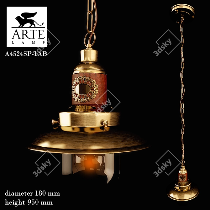 Sleek Bronze Pendant Lamp 3D model image 1