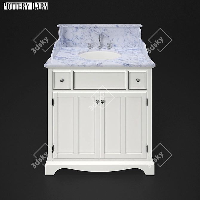 Lucca High Backsplash Single Sink 3D model image 1