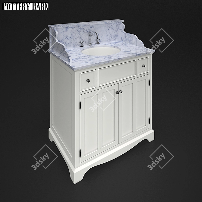 Lucca High Backsplash Single Sink 3D model image 2