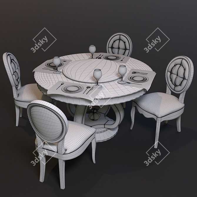 Changshi Dining Set: Table + Chair 3D model image 3