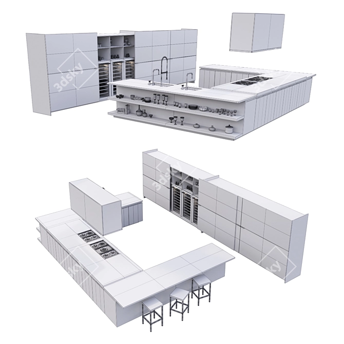 Stylish Varenna Matrix Kitchen 3D model image 2