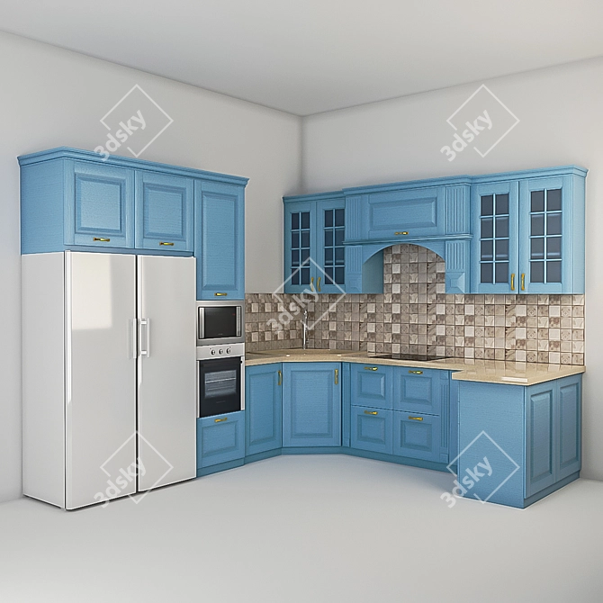 Modern Corona Kitchen Set 3D model image 1