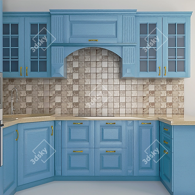 Modern Corona Kitchen Set 3D model image 2