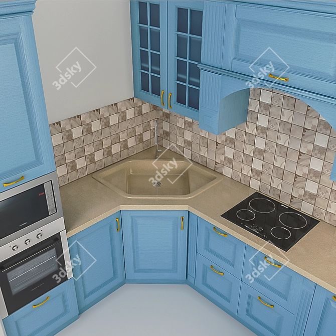 Modern Corona Kitchen Set 3D model image 3