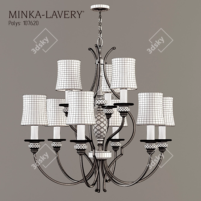 Elegant 9-Light Bronze Chandelier 3D model image 3