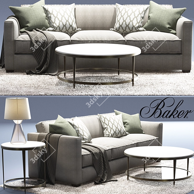 Elegance in Motion: Baker Manhattan Sofa 3D model image 1