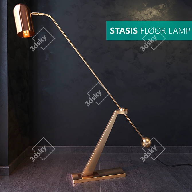 Luxe Brass & Copper Floor Lamp 3D model image 1