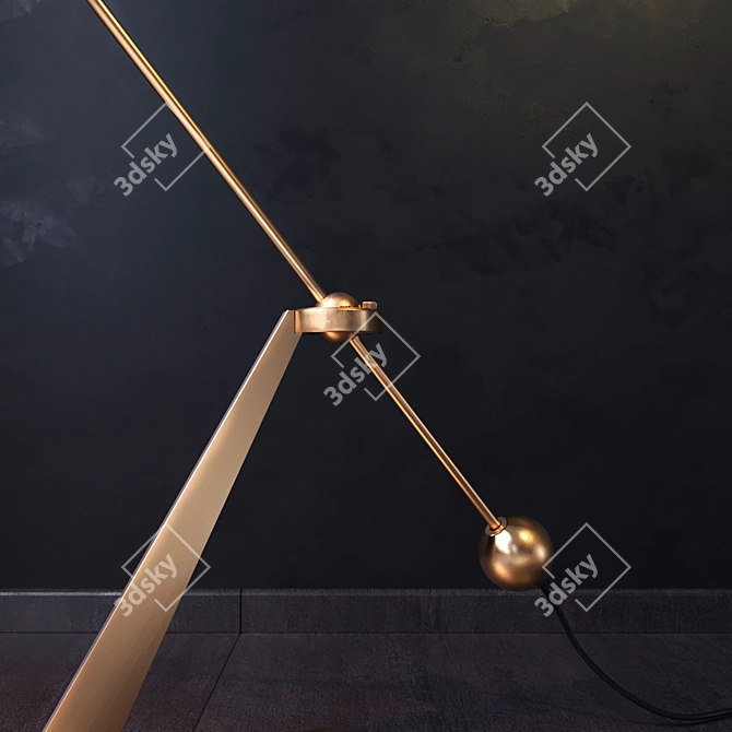 Luxe Brass & Copper Floor Lamp 3D model image 2