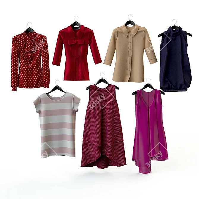 Versatile Blouse Set for Stylish Ensembles 3D model image 3