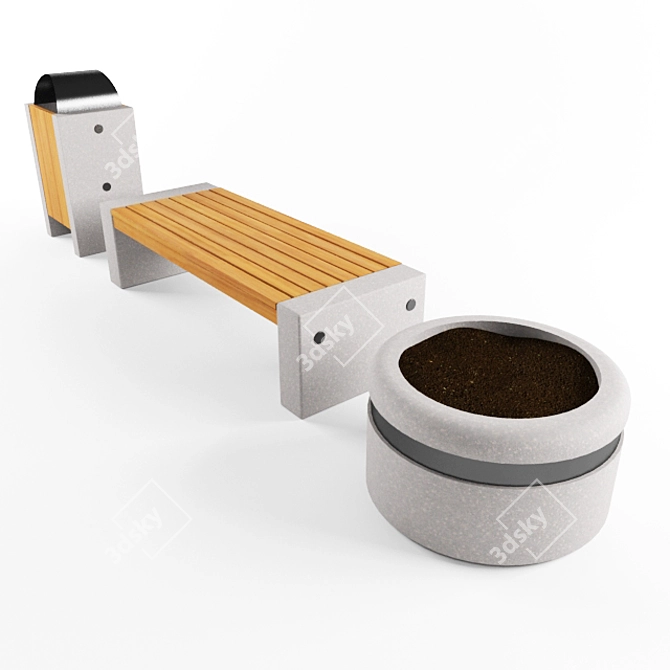 Elegant Granite Park Furniture 3D model image 1