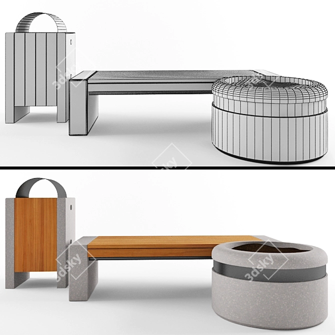 Elegant Granite Park Furniture 3D model image 2