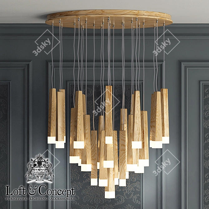 Wooden Glowworm Chandelier 3D model image 2