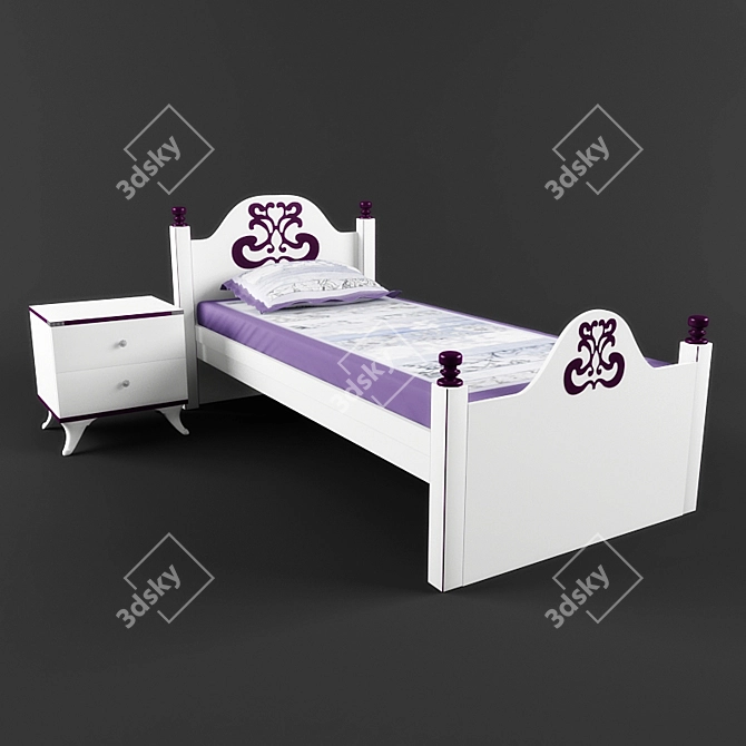 Calimera Cute Collection: Bed, Nightstand, Wardrobes, and Dresser 3D model image 2