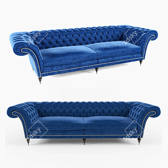 Classic Chesterfield 2-Seater Sofa 3D model image 1