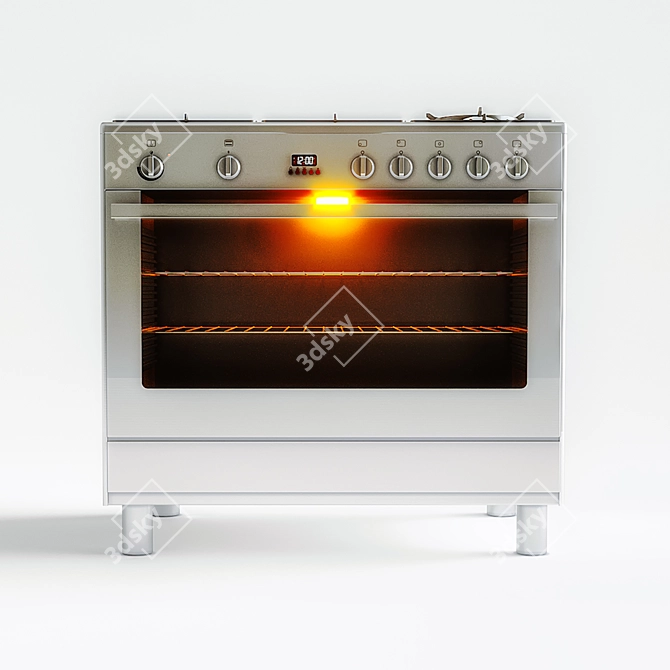 Omega Stainless Steel Freestanding Oven 3D model image 1