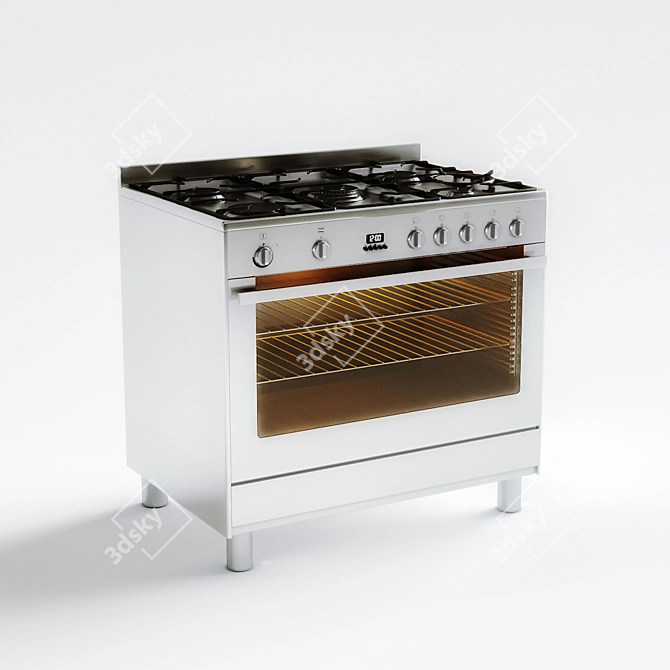 Omega Stainless Steel Freestanding Oven 3D model image 2