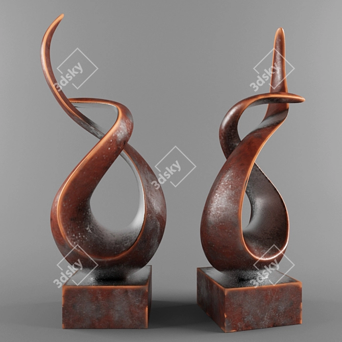 Bronze Abstract Metal Statue 3D model image 1