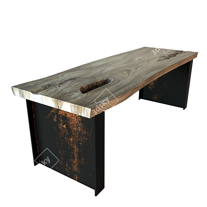 Natural Walnut Slab Table 3D model image 2