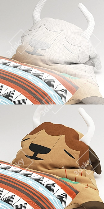 Cozy Bison Pillow Toy 3D model image 2