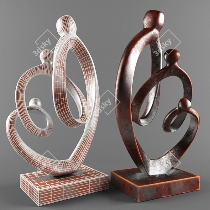 Enduring Unity: Family Metal Statue 3D model image 2