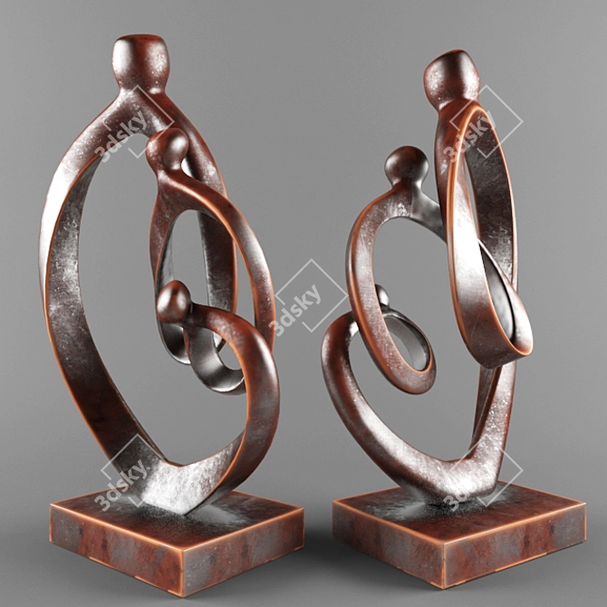 Enduring Unity: Family Metal Statue 3D model image 3