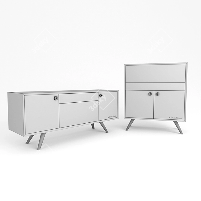 Retro Chic Electra TV Stand 3D model image 2