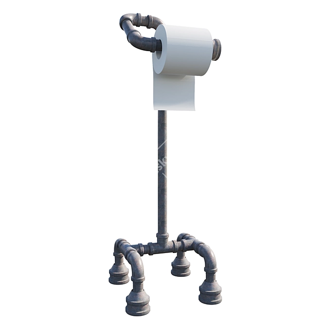 Sleek Stand Steel Toilet Holder 3D model image 1