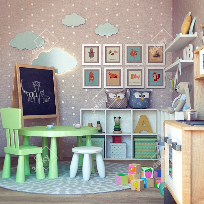 Kids Decor and Furniture Set 3D model image 1