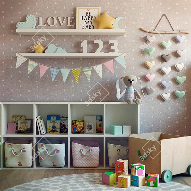 Kids Decor and Furniture Set 3D model image 2