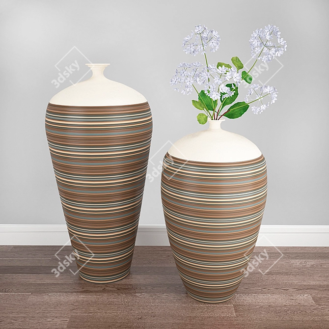 Elegant Floral Floor Vase 3D model image 1