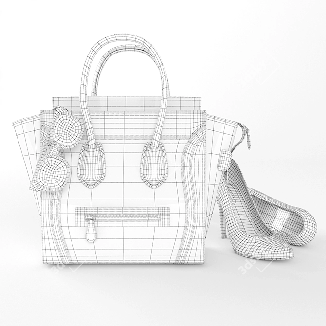 Entryway Essentials: Bag, Sunglasses & Shoes 3D model image 3