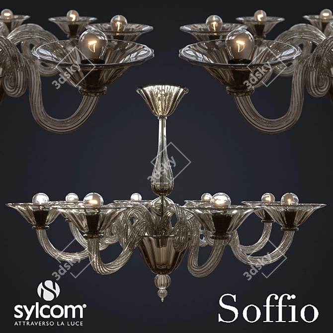 Sylcom Soffio 1382 Elegant Flush Mount Ceiling Fan 3D model image 1