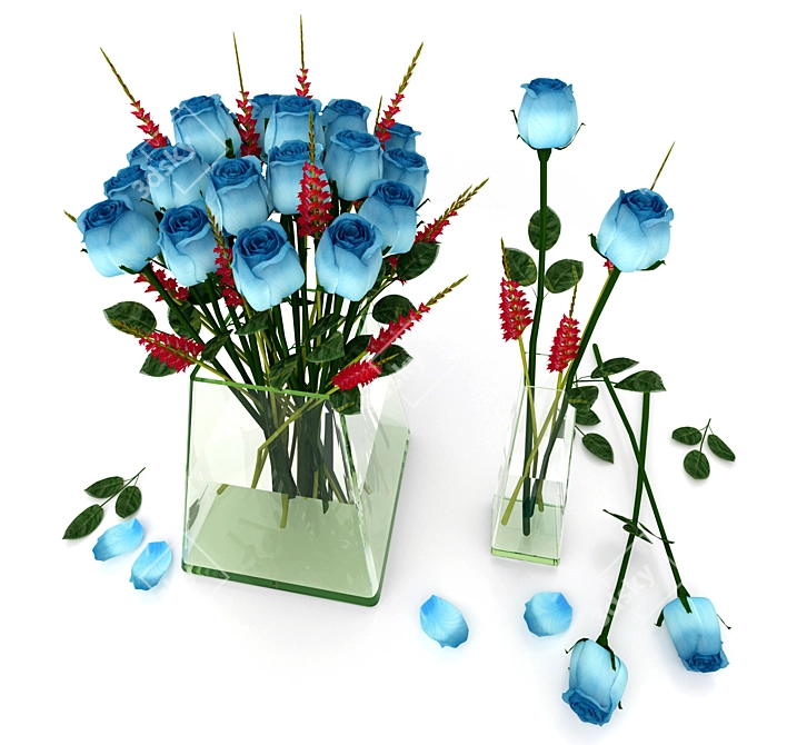 Ethereal Blue Rose Blossom 3D model image 1