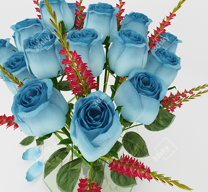 Ethereal Blue Rose Blossom 3D model image 3