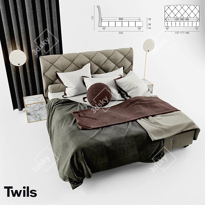 Luxury Italian Design: Twils Dorian Bed 3D model image 1