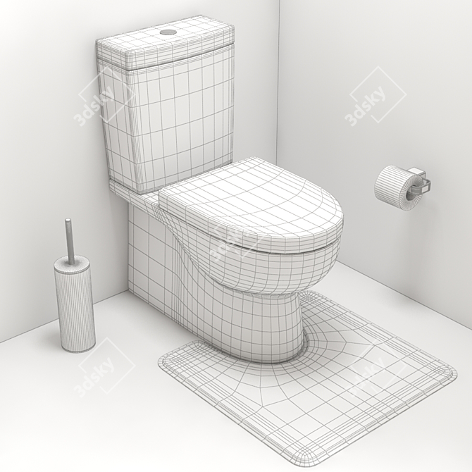 Sleek Wall Faced Toilet 3D model image 2