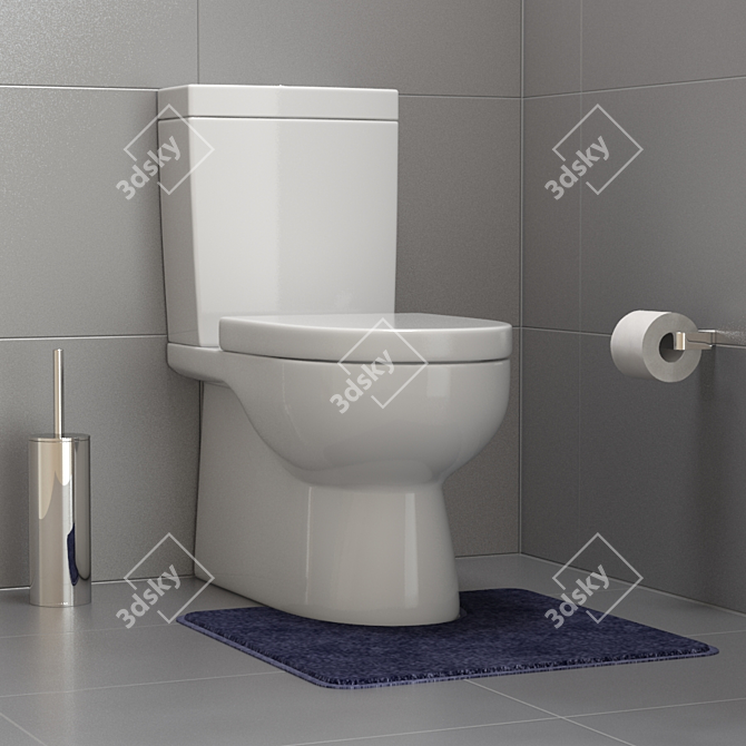 Sleek Wall Faced Toilet 3D model image 3