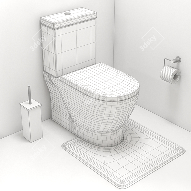 Elegant Studio 1 Toilet Suite 3D model image 2