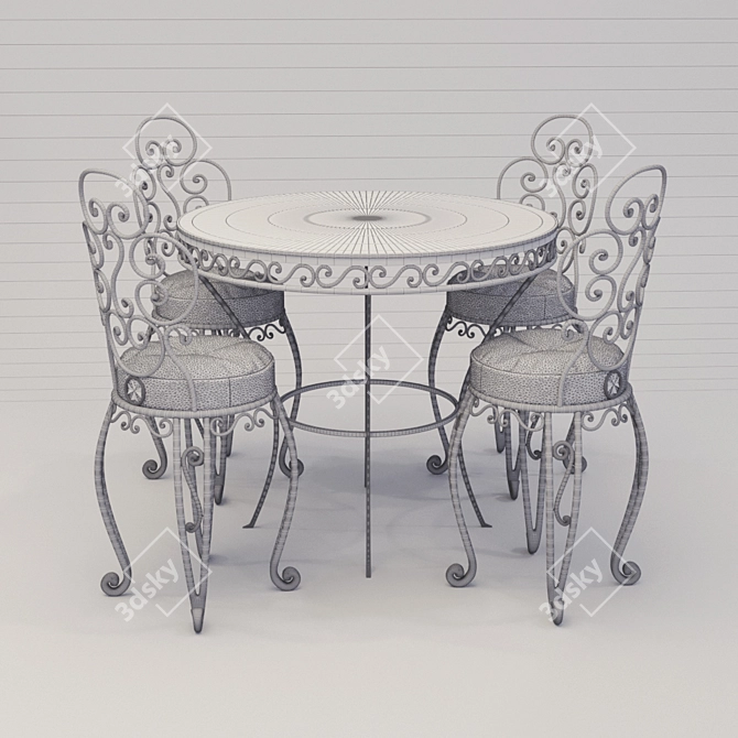Elegant Wrought Iron Dining Set 3D model image 3