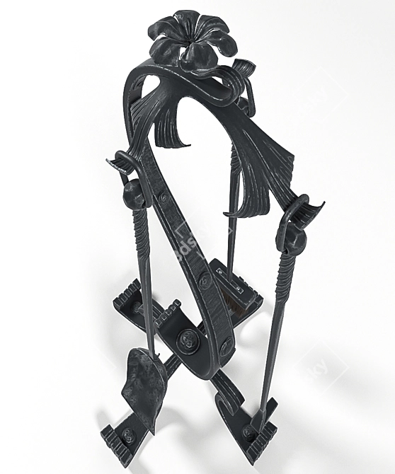 Elegant Iron Fireplace Accessories 3D model image 2