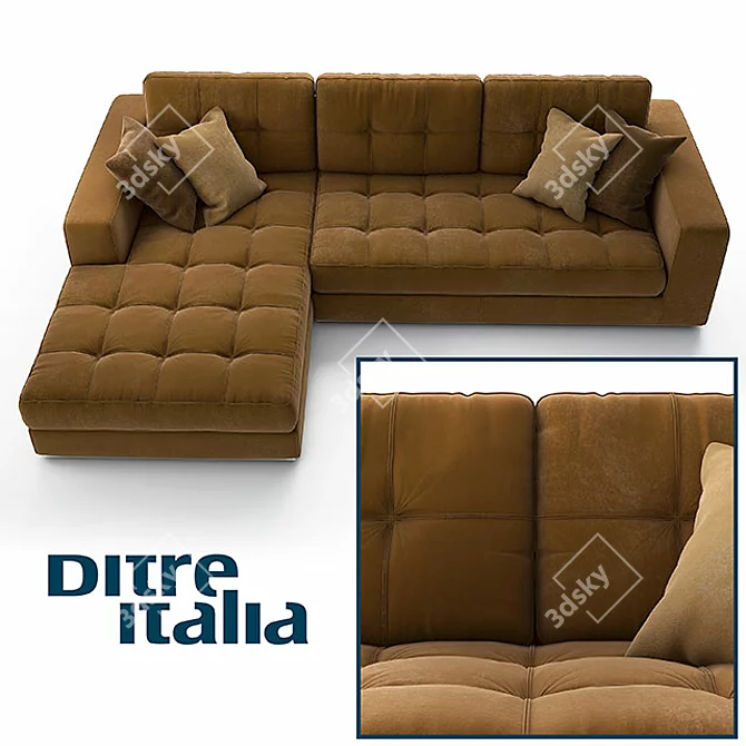 Luxury Brown Velour Sofa: Ditre Deva-Lobby 3D model image 2