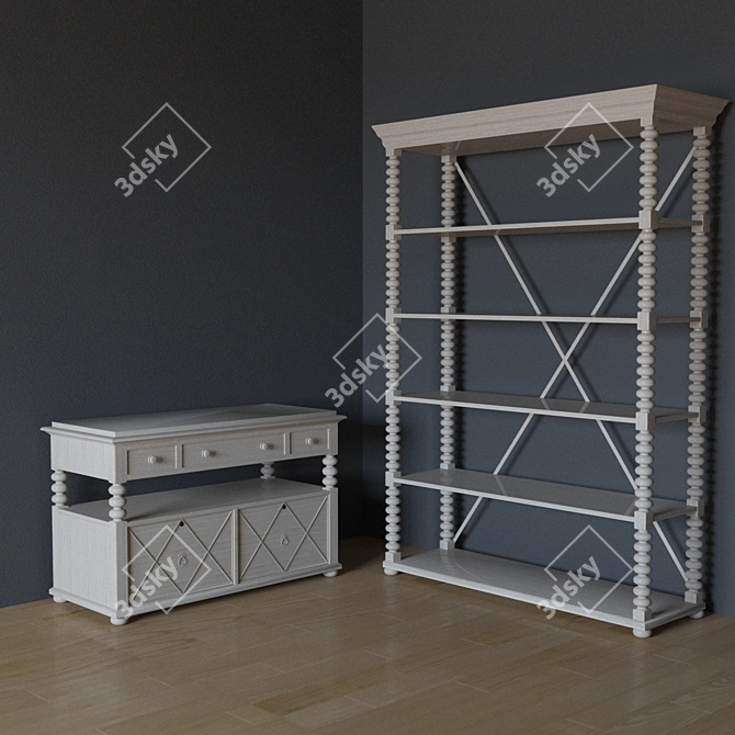 Sunset Point Chest & Shelf Stand 3D model image 1