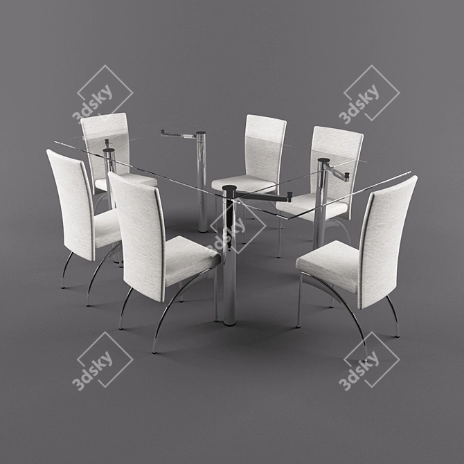 Elegant Glass Table Set 3D model image 1
