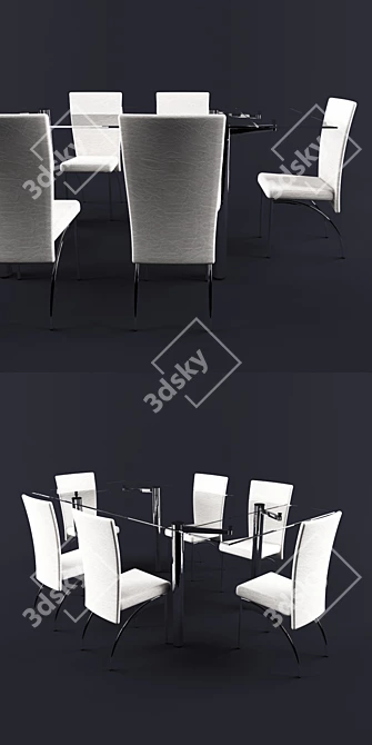 Elegant Glass Table Set 3D model image 3