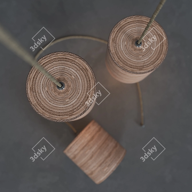 Title: Minimalistic Plywood Cylinder Ceiling Lamp 3D model image 2